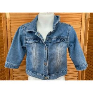 Children's Place Girls Blue Jean Jacket w/ Ruffle Trim Size 12-18 Months